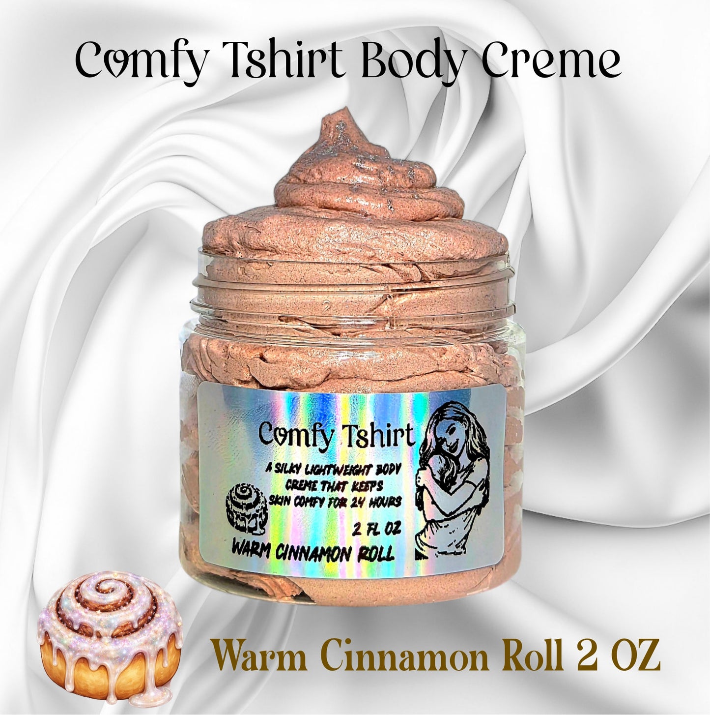 Comfy Tshirt Body Creme (Warm Cinnamon Roll) 2oz